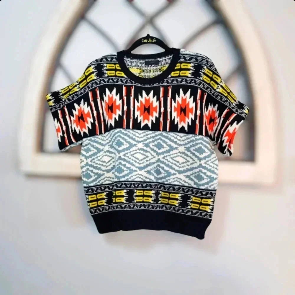 Vintage J. Crew Tribal Abstract Print Crop Sweater **Read Description**
